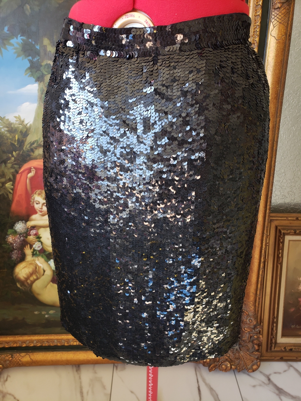Black Full Sequin Pencil Skirt - Shimmering Evening Pencil